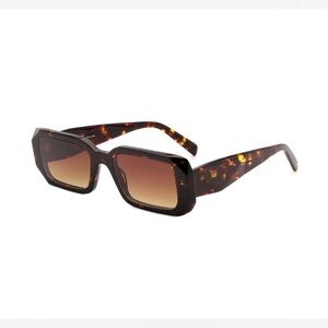 Tortoiseshell Rectangular Sunglasses with Brown Gradient Lenses